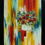Bouquet de fleurs sur fond coloré