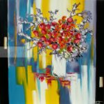 Bouquet de fleur rouges et bleues