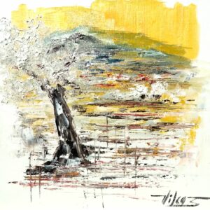 Arbre en fleursHuile sur toile30x30 cmCorinne Vilcaz