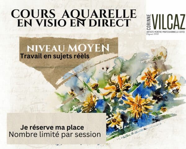 Cours aquarelle niveau moyen avec l'artiste professionnelle Corinne Vilcaz