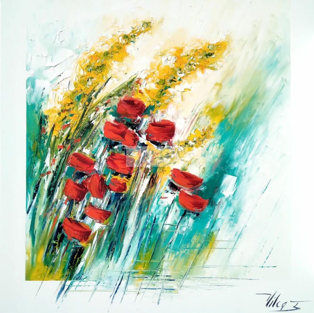 Jour de chanceHuile sur toile80x80 cmCorinne Vilcaz